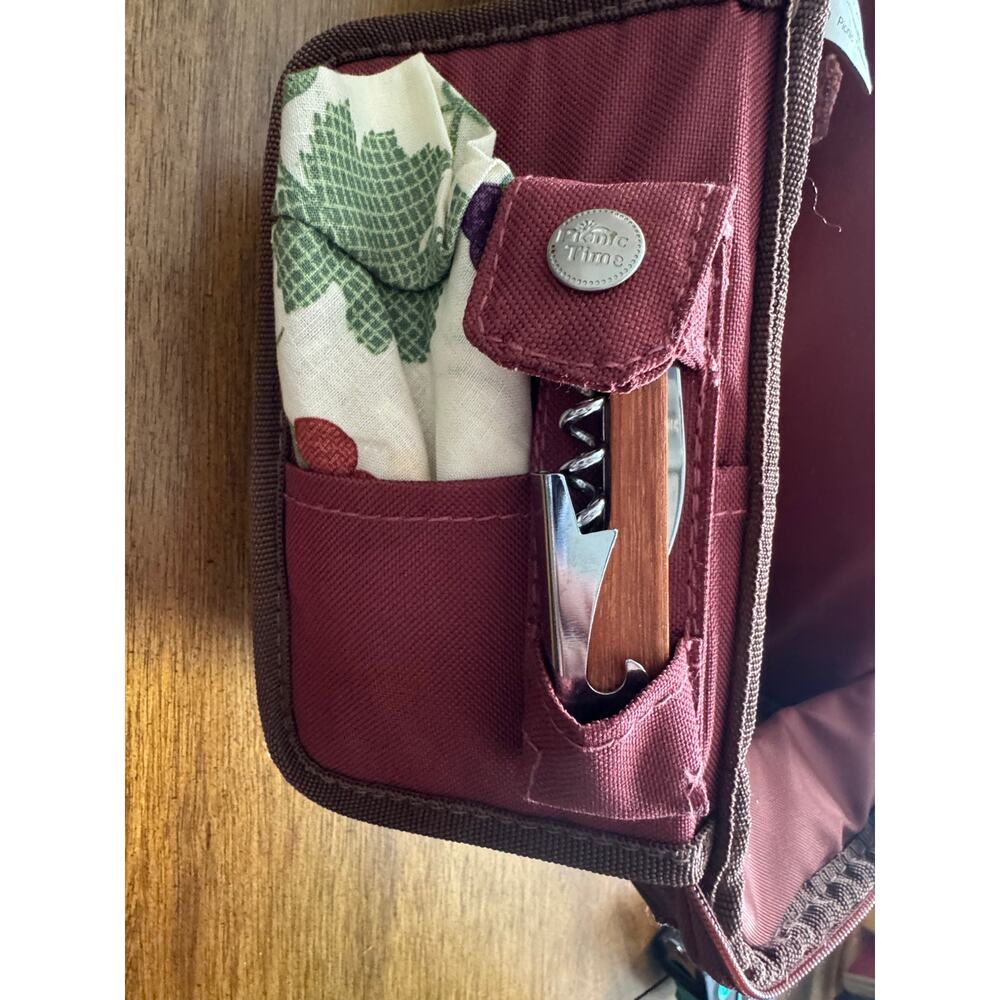 Picnic Time Wine Tote Insulated Bottle Carrier Burgundy Travel Case - Picture 5 of 10